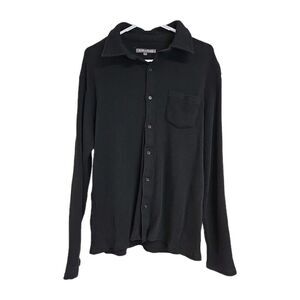 SLATE & STONE Button Down Long Sleeve Waffle Knit Sweater Shirt Black Men’s Sz L